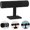Miniatyrbild 1 av 5: T-Bar Ställ för Smyckesorganisatör, Rektangulär Bas Armbandshållare, Sammet Material för Halsband Armband Display, Träkonstruktion Säkerställer