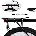 Miniatyrbild 7 av 8: Anpassningsbar cykelpakethållare, snabbkoppling aluminiumlegering ram justerbar bakre pakethållare, stöder tunga laster upp till 50 kg, universell passform för 24-29 tum
