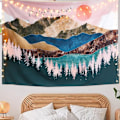 Miniatyrbild 4 av 5: Bohemian Visions Natur Skog Gobeläng, Landskapsgobeläng med Miljövänligt Polyestertyg, Multifunktionell för Heminredning, 150 cm x 130 cm