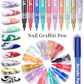 Miniatyrbild 6 av 8: Professionell Nagelkonstpenna, Hög Mättnad Stark Färg Nageldesignverktyg, Snabbtorkande Giftfritt Vattenbaserat Bläck, Multifunktionell Design för DIY