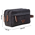 Miniatyrbild 5 av 5: Toalettväska för män med dubbla fack, canvas läder kosmetisk sminkorganisatör rakning Dopp kit - Svart