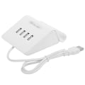 Miniatyrbild 2 av 8: 4-portars USB-hubb splitter strömadapter med telefonhållare för Android/IOS mobiltelefon bärbar dator vit