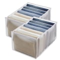 Miniatyrbild 1 av 6: 2 x Jeans Fack Förvaring Box Skåp Kläder Låda Nätdelare Box Garderob Kläder Organizer 7 Fack (Vit, 36 x 25 x 20 cm)