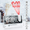 Miniatyrbild 6 av 8: Projektionsväckarklocka, LED-väckarklocka digital med projektion 180° Radioväckarklocka Projektionsklocka Spegel Dubbel väckarklocka med Snooze Auto