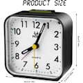 Miniatyrbild 2 av 5: Analog väckarklocka, tystgående - batteridriven - snooze- och belysningsfunktioner - för sovrum, vardagsrum, kontor, resor, enkel inställning, svart