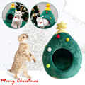 Miniatyrbild 7 av 7: Julgran kattbädd hus, inomhus jul katt hus, bärbar katt igloo säng grotta för små djur, grön