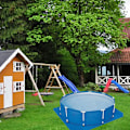 Miniatyrbild 2 av 5: Poolmatta, Ovanjordisk hopfällbar vattentät blå skyddande matta, poolgolvskydd för rektangulära och runda pooler (396 396cm)