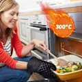Miniatyrbild 3 av 7: Set med 4 ugnshandskar, 300°C grytunderlägg & halkfria silikonlånga ugnshandskar, matlagningshandskar, värmebeständiga ugnshandskar, ugnshandskar för kök,