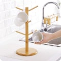 Miniatyrbild 4 av 6: Mugghållare Träd, Kaffekoppshållare, Bambu Mugg Tree Stand, Kaffekoppställ Torktumlare med 6 krokar$Bambu trämuggställ Tree Kaffe Tekopp Organizer