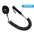 Miniatyrbild 6 av 8: Surfboard Leash Hög elasticitet TPU Svart Justerbar Spiralformad Surfing Benrem för Paddleboards Longboards 12ft/3,66m
