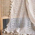 Miniatyrbild 5 av 6: Vintage Country House Style Virkad Stickad Gardin Boho Bohemian Gardiner Ihålig Ihålig Ut med Tofsar Set av 2 Gardiner Utomhus Bomullsträdgårdar