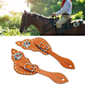 Miniatyrbild 1 av 8: Spur Strap i konstläder, justerbar western sporre rem med spänne för ridning utrustning brun
