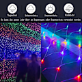 Miniatyrbild 3 av 5: Tdbest Solcellsdriven LED-ljusnät, 1,5 x 1,5 m, 96 LED-slingor, 8 lägen Ljusslinga med minnesfunktion, IP44 Vattentäta lampor inomhus