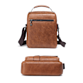 Miniatyrbild 3 av 9: Axelväska PU-läder herr axelväska sidoväska crossbody vintage axelväska mobiltelefonväska messenger bag axelväska herr väska, brun
