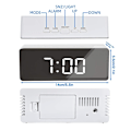 Miniatyrbild 5 av 6: LED-spegel digital bordsur, klocka, datum, temperatur för hem, sovrum, skrivbord, elektronisk väckarklocka