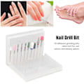 Miniatyrbild 6 av 8: 10-delars Elektrisk Nagelfilsats, Volframstålkarbid Nagelborr För Akryl Gel Naglar, Manikyr Pedikyr Verktyg Med Multifunktion Och