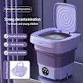 Miniatyrbild 3 av 5: Mini Tvättmaskin för Lätta Kläder, Vikbar Bärbar Tvättmaskin, Centrifugeringsfunktion Med Torkkorg, Idealisk För Babykläder, Underkläder Och