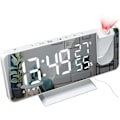 Miniatyrbild 1 av 8: Projektionsväckarklocka, LED-väckarklocka digital med projektion 180° Radioväckarklocka Projektionsklocka Spegel Dubbel väckarklocka med Snooze Auto