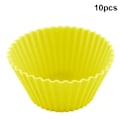 Miniatyrbild 1 av 4: 10-pack silikonmuffinsformar Cupcake-formar Återanvändbara runda kakformar Non-stick bakform, gul