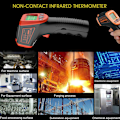Miniatyrbild 5 av 6: Infraröd termometer, beröringsfri digital lasertemperaturpistol -58 °F till 1112 °F (-50 °C till 600 °C) med LCD-display, röd