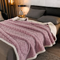 Miniatyrbild 6 av 7: Gosig filt 100 x 150 cm liten fluffig tjock filt lila vit stickad filt soff filt soffa filt dubbelsidig extra mjuk och varm