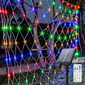 Miniatyrbild 1 av 5: Tdbest Solcellsdriven LED-ljusnät, 1,5 x 1,5 m, 96 LED-slingor, 8 lägen Ljusslinga med minnesfunktion, IP44 Vattentäta lampor inomhus