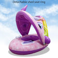 Miniatyrbild 1 av 2: Baby Pool Float med avtagbar solskydd Cartoon uppblåsbar simring Baby Pool Float Ring
