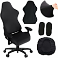 Miniatyrbild 1 av 5: Gaming Stolskydd - Kontorsstolskydd 4 Delar/Set Gaming Stolskydd med Armstödsskydd/Stolsryggskydd/Stolssitsskydd, Gaming Stolskydd