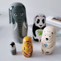 Miniatyrbild 5 av 7: 5-lagers ryska matryoshka dockor, trädjur häckande dockor, vackra matryoshka dockor, klassiska trä matryoshka, för fester,