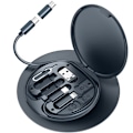 Miniatyrbild 1 av 4: Multiladdningskabeladapterkit, USB C till Micro USB/Lightning/USB A-kabelkonverteradapterkit kan användas som telefonhållare - Blå