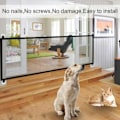 Miniatyrbild 7 av 8: Fällbar skyddande multifunktionell husdjursgrind i nät för katter och hundar, säkerhetsgrind för trappor och dörröppningar, svart