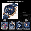 Miniatyrbild 6 av 6: Herrmode Business Analog Quartz Klassisk Casual Blå Läderklocka