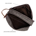 Miniatyrbild 6 av 7: Herr Toalettväska med Dubbla Fack Canvas Läder Kosmetisk Makeup Organizer Rakning Dopp Kits - Grå
