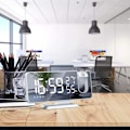 Miniatyrbild 8 av 8: Projektionsväckarklocka, LED-väckarklocka digital med projektion 180° Radioväckarklocka Projektionsklocka Spegel Dubbel väckarklocka med Snooze Auto