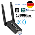 Miniatyrbild 2 av 5: WLAN-adapter USB 3.0 Stick 1800 Mbps WiFi Dubbelband 5 GHz Antenn PC Bluetooth DE