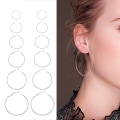 Miniatyrbild 3 av 7: 6 par/set Dammode Stora Creolörhängen Legering Stora Loop Cirkel Örhängen (Silver)