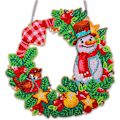 Miniatyrbild 1 av 5: 5D Diamant Julkrans Kit Jul Diamant Krans Konst Charmig Snögubbe Jul Diamantmålning Krans för Hem Väggdekor Present