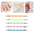 Miniatyrbild 6 av 6: 5-delad 2-vägs prickpenna verktyg nagelkonst spets, flerfärgad prickverktyg set, prickfärg nagelkit, används för prägling mönster lera nagelkonst
