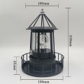 Miniatyrbild 2 av 6: LED solcellsfyr, 360 graders roterande lampa gård dekoration vattentät trädgård rök torn staty lampor för utomhus trädgård gångväg