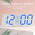 Miniatyrbild 7 av 8: 3D LED Digital Klocka Tid Datum Temperatur Display Röststyrning Automatisk Ljusstyrka Justering Digital Väggklocka Vitt Skal Blå Tecken