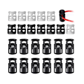 Miniatyrbild 1 av 8: FineGood 20-pack sladdproppar, sladdklämma för rep, fjäderlås för rep, 10 st Sing, 10 st dubbla svarta