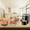Miniatyrbild 5 av 5: 8 tums fritöstillbehör 10 delar för Gowise Phillips Cozyna Airfryer XL 3.8QT-5.8QT, extra present 4 st grillnål (svart 10 st) - DKSFJKL