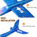 Miniatyrbild 2 av 10: 2-pack LED-ljus flygplan, 17,5\" stort kastskumflygplan, 2 flygplanslägen, flygande leksak för barn, presenter till 3 4 5 6 7 år gamla pojkar, utomhus