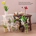 Miniatyrbild 8 av 8: Dockhus Mini Blomsterställ Simulation DIY Handgjord 1:12 Skala Miniatyr Blomhylla för Dockhus Tillbehör Vit