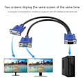 Miniatyrbild 3 av 5: VGA-splitterkabel med dubbla skärmar, VGA Y-kabel, 1 hane till 2 hon-omvandlare, videoadapterkabel för skärmduplicering, VGA-anslutningskabel 1 till 2 hanar