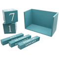 Miniatyrbild 2 av 5: Trä skrivbord block kalender - evig block månad datum display hem kontor dekoration（ Blå ), 6.1 X 3.9 X 2.9 tum