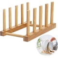 Miniatyrbild 2 av 6: Naturligt diskställ i bambu, mångsidig tallrikshållare för kompakta kök, miljövänligt diskställ i bambu med flera funktioner för koppar,