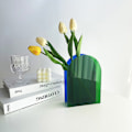 Miniatyrbild 4 av 6: Akrylvas, Färgglad Geometrisk Blomvas Heminredning, Blå och Grön Duplex