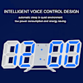 Miniatyrbild 8 av 8: 3D LED Digital Klocka Tid Datum Temperatur Display Röststyrning Automatisk Ljusstyrka Justering Digital Väggklocka Vitt Skal Blå Tecken