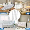 Miniatyrbild 2 av 5: Elastisk lakansspännare, justerbar fästrem för sänglakan, soffa, strykjärnsöverdrag (vit, 4-pack)
